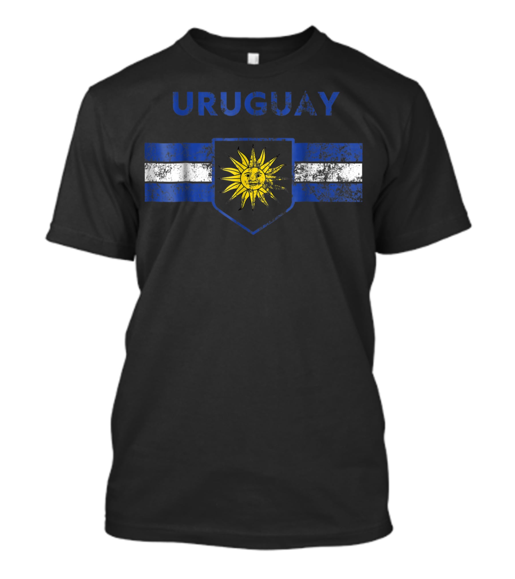Uruguay Soccer Sun Emblem Flag Blue Stripes T-Shirt