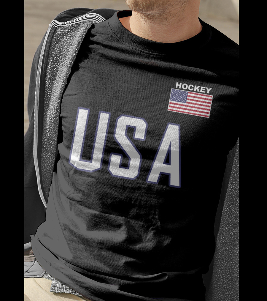 USA Flag Hockey Pocket Equipment Jacket T-Shirt