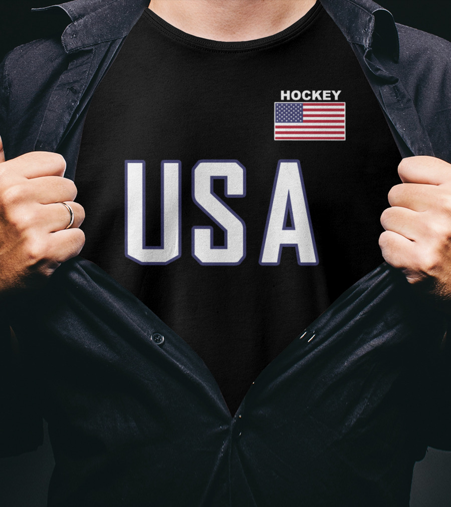 USA Flag Hockey Pocket Equipment Jacket T-Shirt