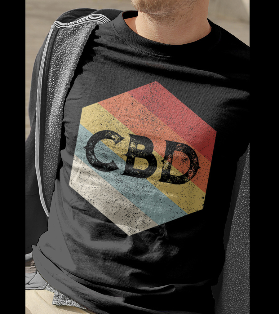 Vintage CBD Retro Hexagon Distressed Stripes T-Shirt