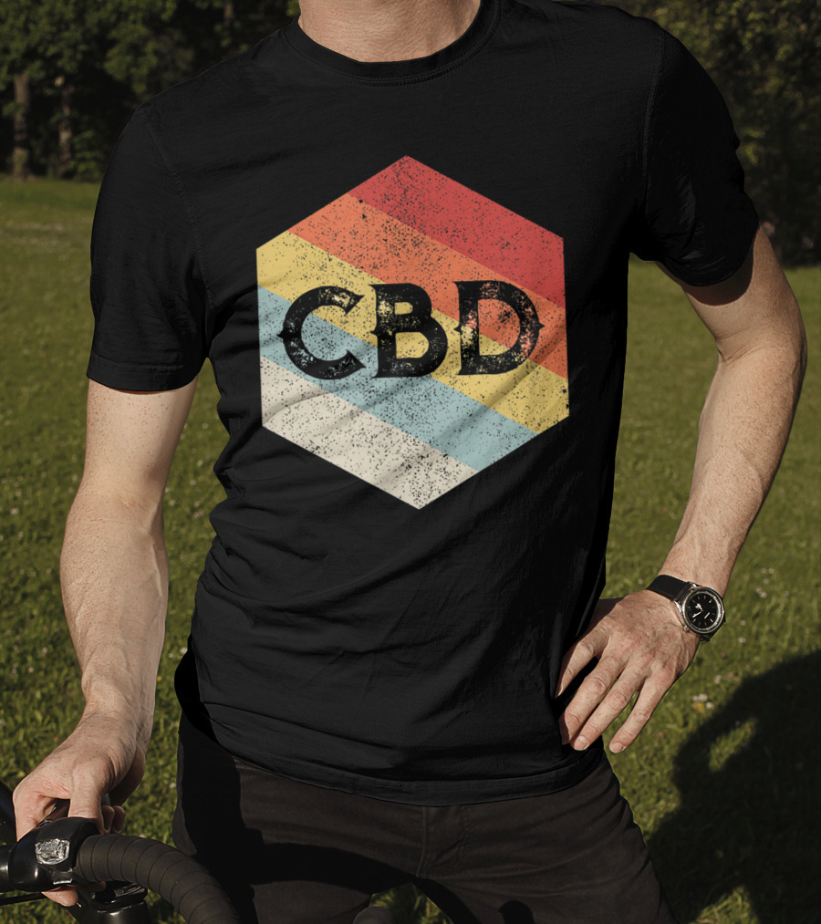 Vintage CBD Retro Hexagon Distressed Stripes T-Shirt
