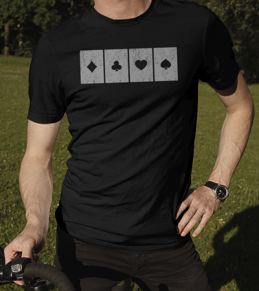 Vintage Distressed Poker Cards Diamond Club Heart Spade T-Shirt