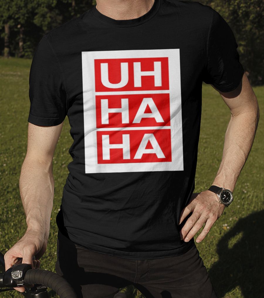UH HA HA Graphic On Red Blocks T-Shirt