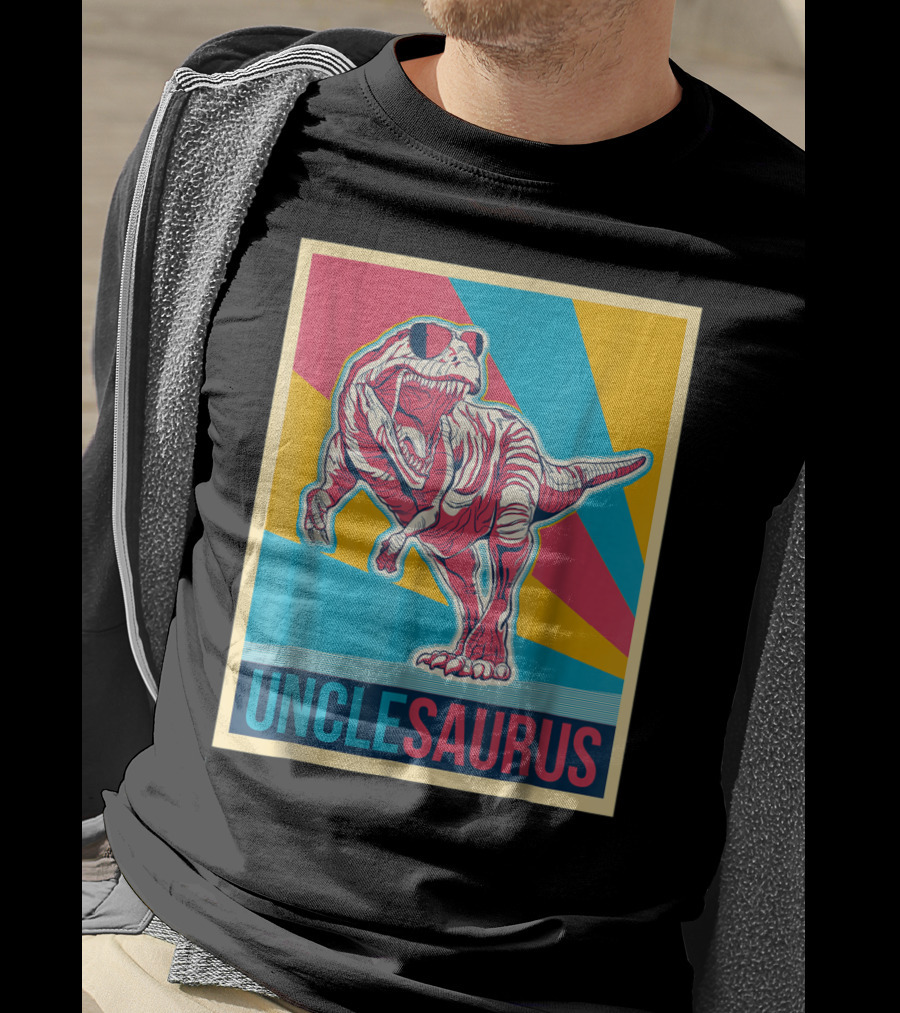 Unclesaurus Retro T-Rex Dinosaur Sunglasses Multicolor T-Shirt