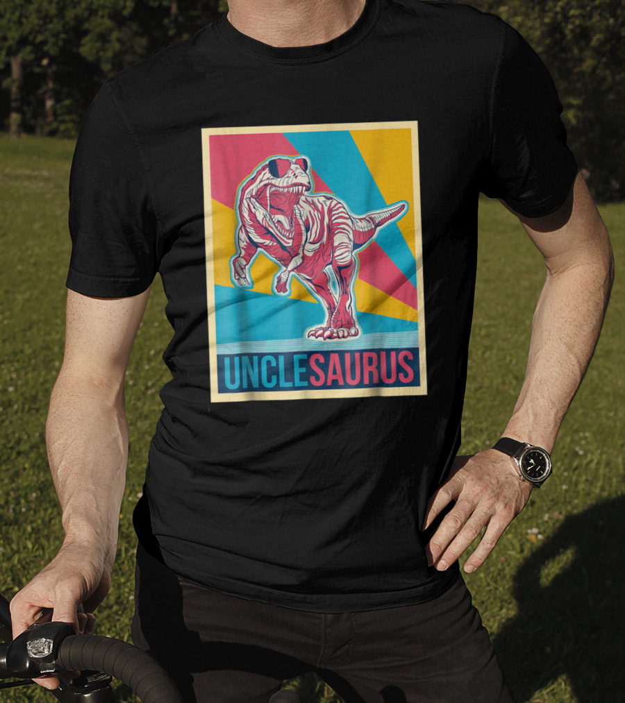 Unclesaurus Retro T-Rex Dinosaur Sunglasses Multicolor T-Shirt