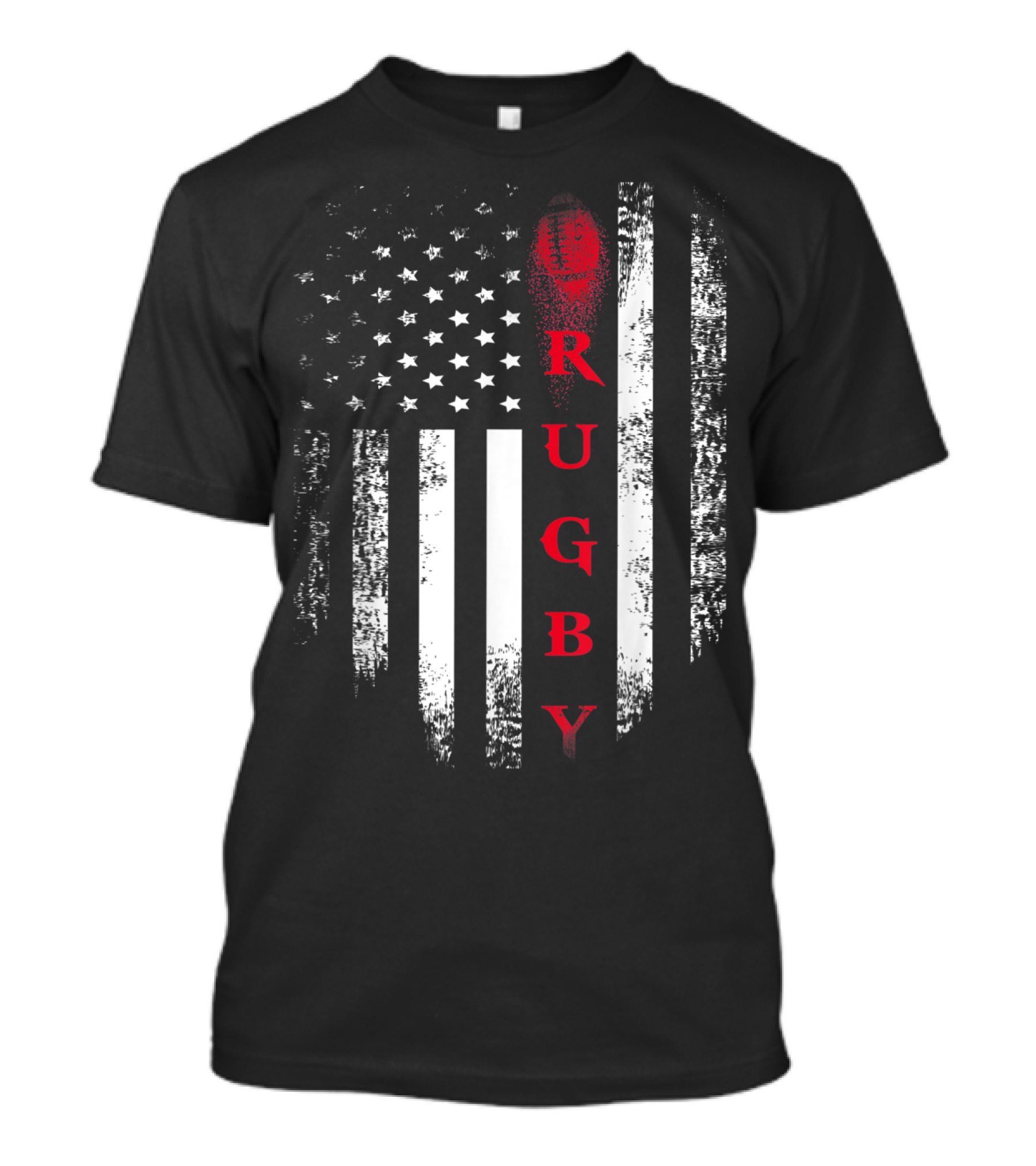 Vintage USA American Flag Red Rugby Football Stars Stripes T-Shirt