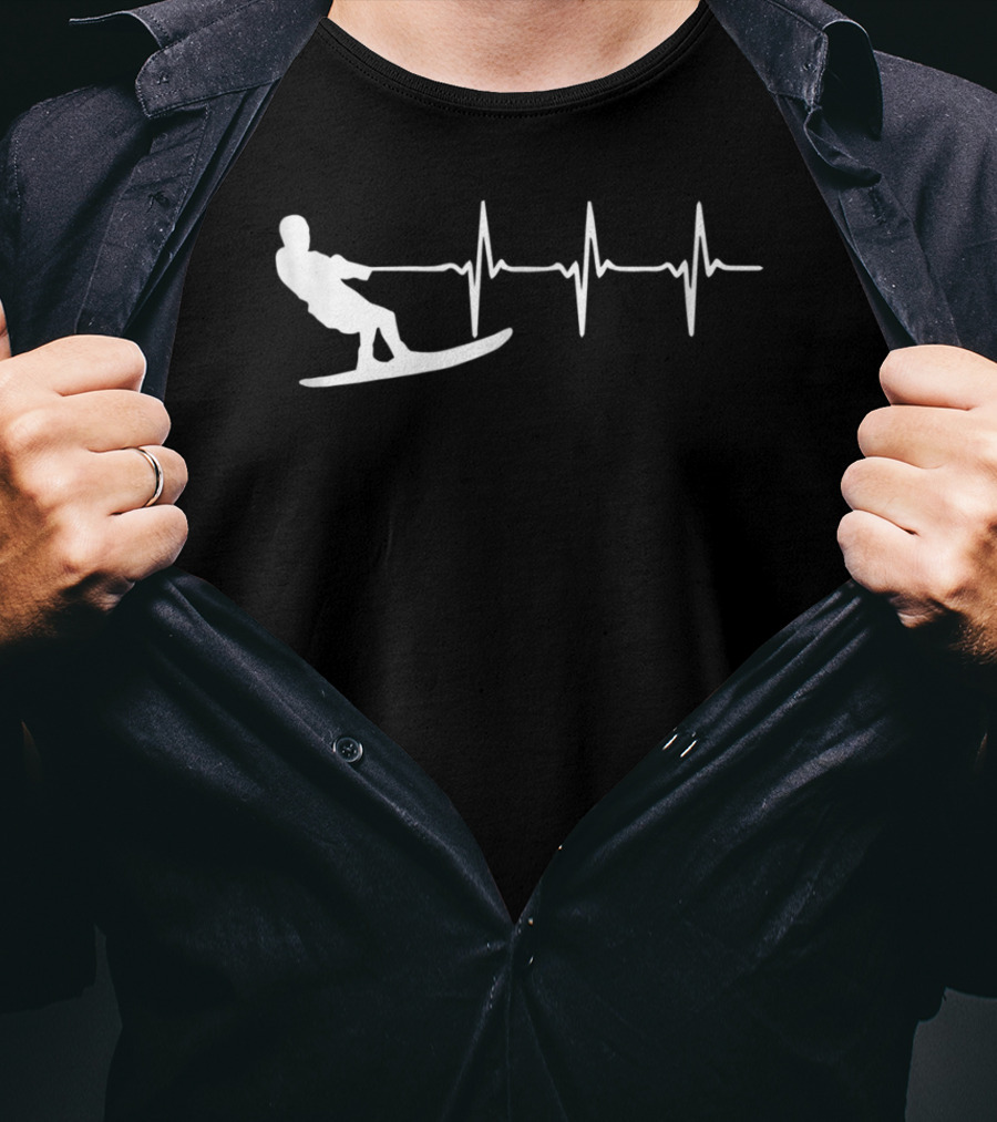 Waterski Heartbeat Pulse Design For Waterskiers T-Shirt