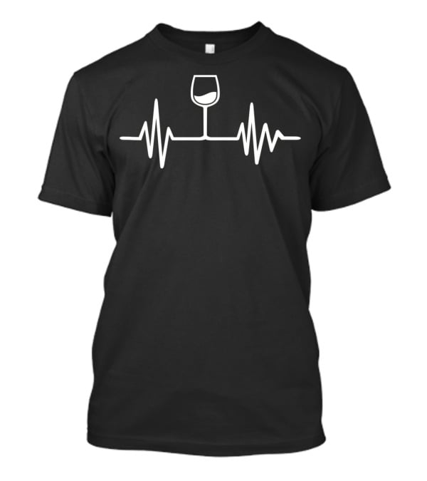 Wine Glass Heartbeat Frequency Line T-Shirt