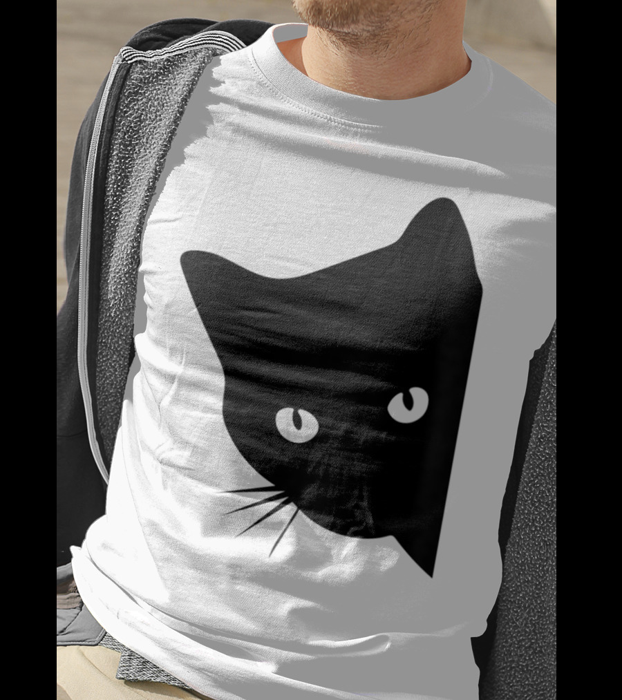 Cat Lover Ladies Spy Cat Hidden Peeking Cat T-Shirt