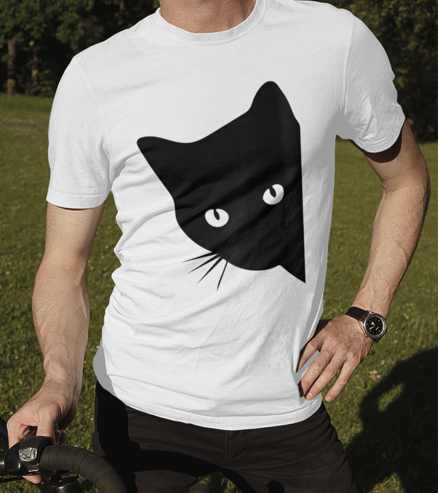 Cat Lover Ladies Spy Cat Hidden Peeking Cat T-Shirt
