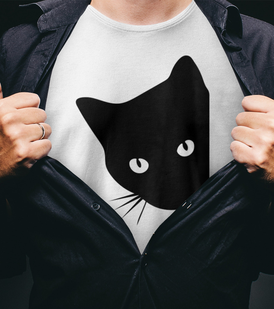Cat Lover Ladies Spy Cat Hidden Peeking Cat T-Shirt