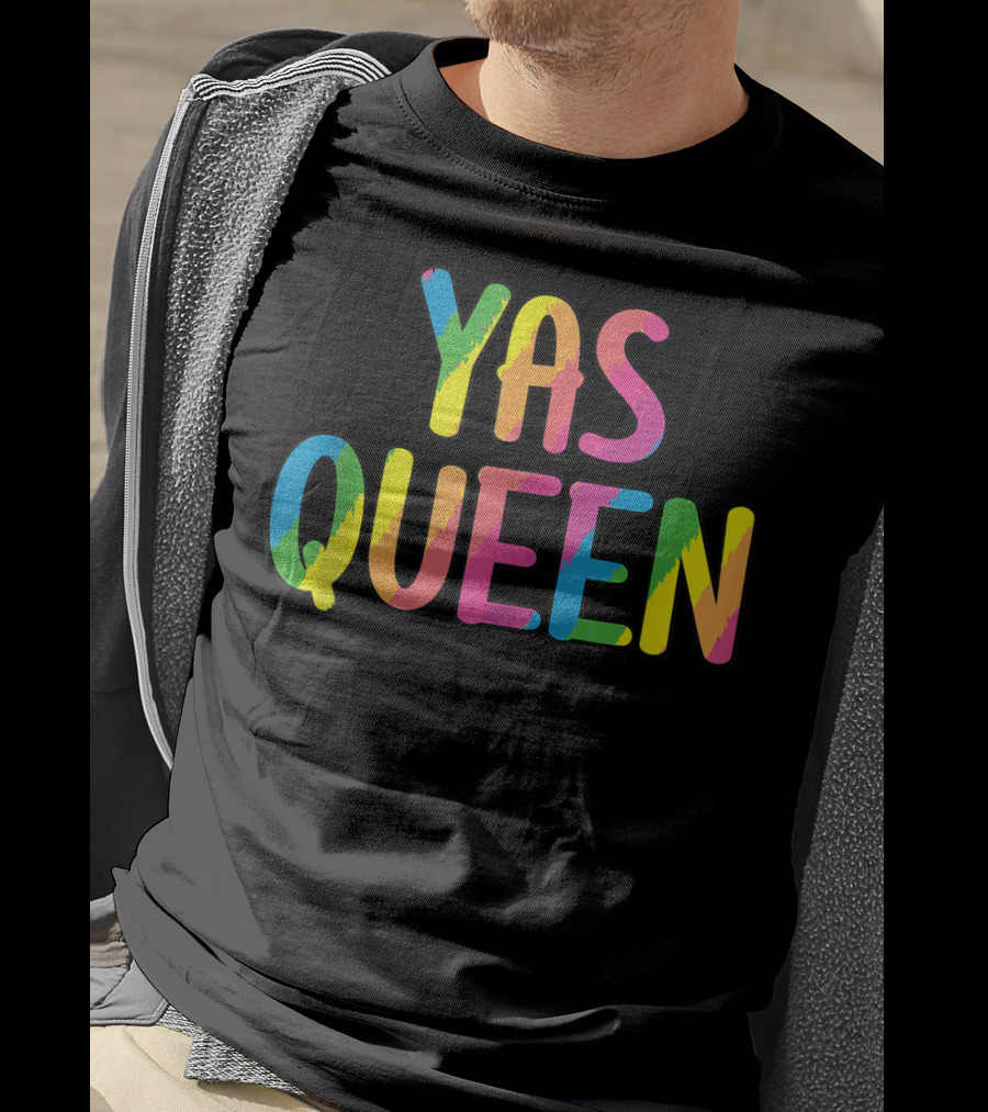 Yas Queen Colorful Pride Letters T-Shirt