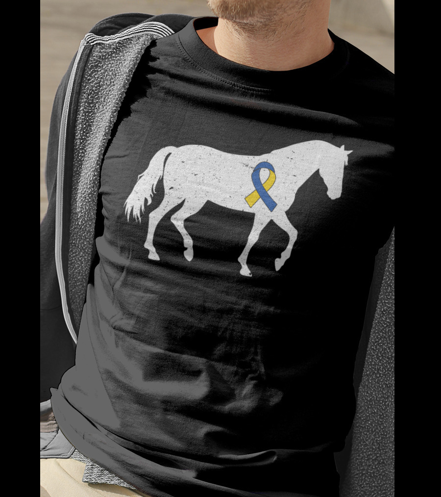 Horse Down Syndrome Awareness Blue Yellow T-Shirt