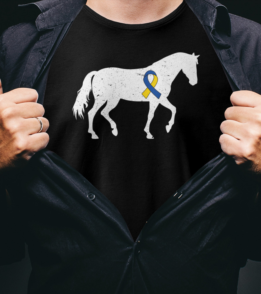 Horse Down Syndrome Awareness Blue Yellow T-Shirt