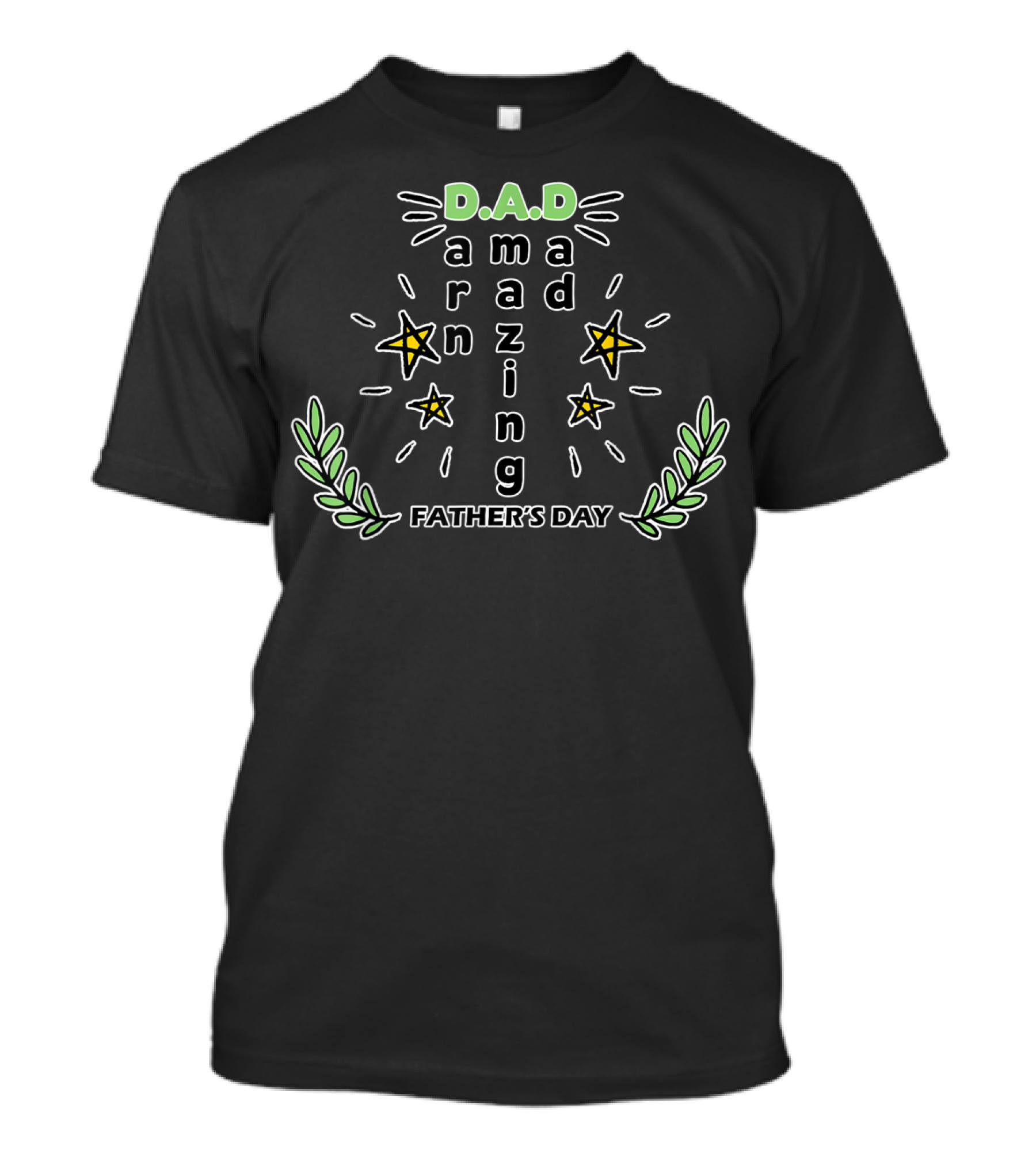 D.A.D Darn Amazing Dad Father's Day Stars And Laurel Leaves T-Shirt