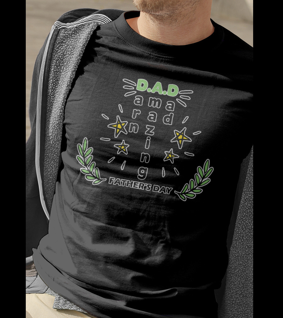 D.A.D Darn Amazing Dad Father's Day Stars And Laurel Leaves T-Shirt