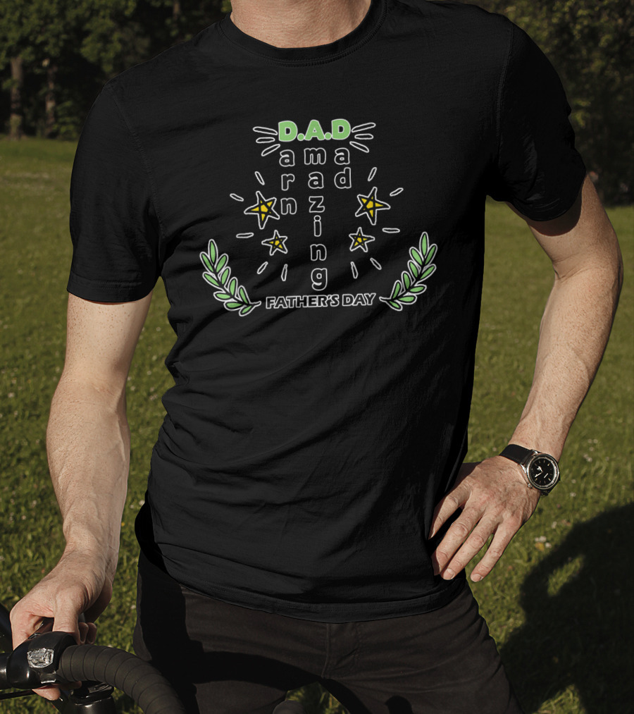 D.A.D Darn Amazing Dad Father's Day Stars And Laurel Leaves T-Shirt