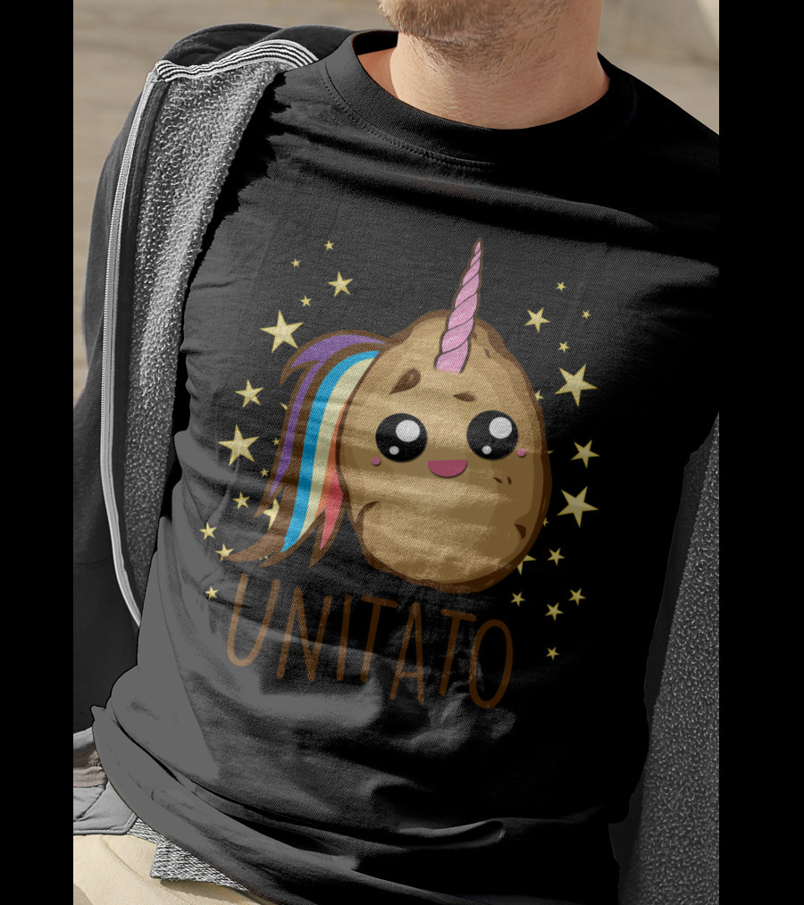 Funny Potato Unicorn UNITATO Cute Starry Rainbow Horn T-Shirt