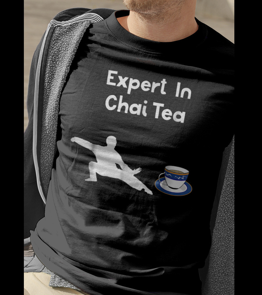Funny Tai Chi Expert In Chai Tea Barista With Martial Arts Silhouette And Teacup T-Shirt