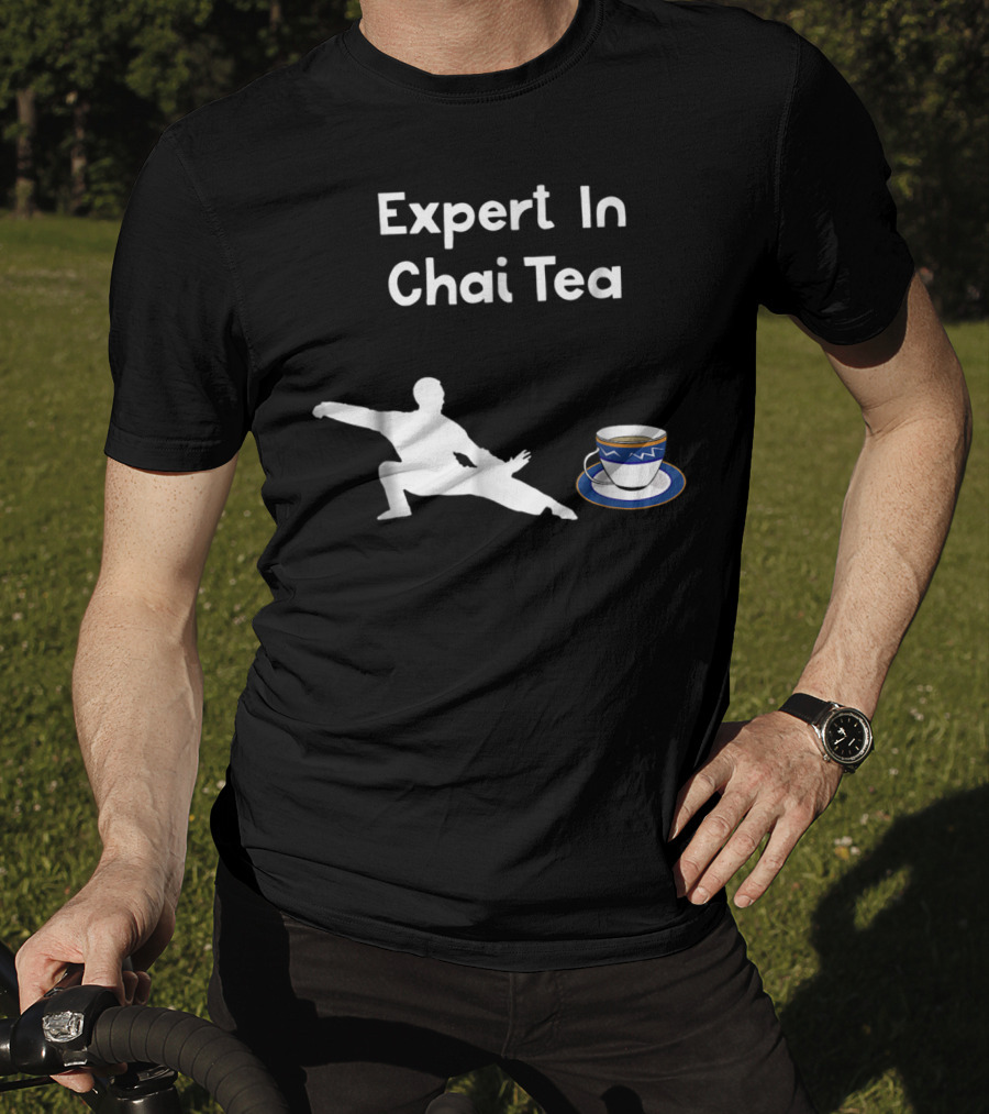Funny Tai Chi Expert In Chai Tea Barista With Martial Arts Silhouette And Teacup T-Shirt
