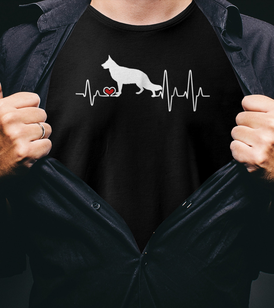 German Shepherd Dog Heartbeat Pulse Love Heart T-Shirt