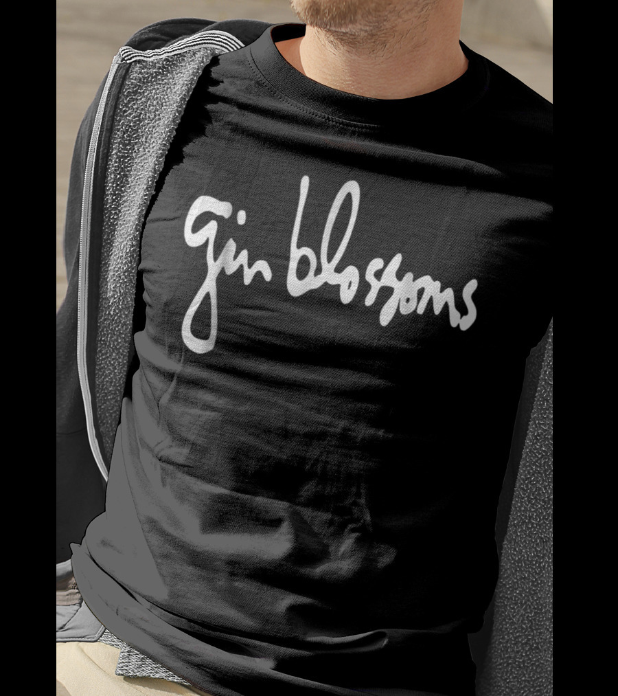 Gin Blossoms Band Name White Script T-Shirt