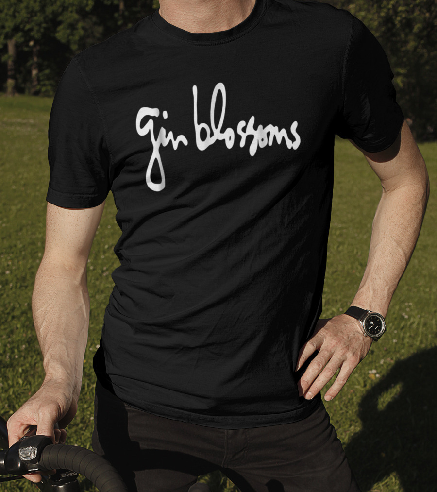 Gin Blossoms Band Name White Script T-Shirt