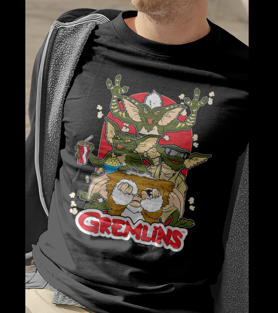 Gremlins Eating Popcorn Movie Snack Fun T-Shirt