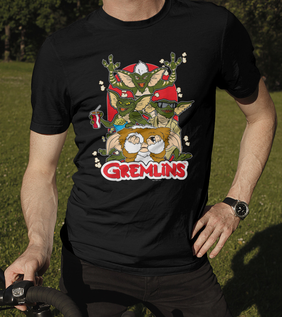Gremlins Eating Popcorn Movie Snack Fun T-Shirt