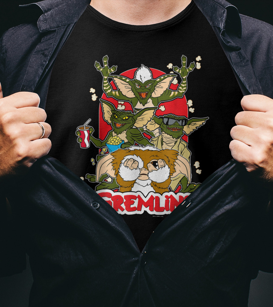Gremlins Eating Popcorn Movie Snack Fun T-Shirt