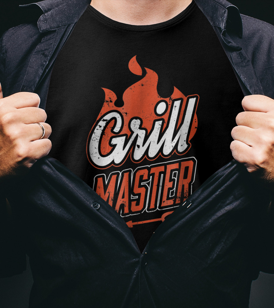 Grill Master BBQ Chef Cook Dad Flame Fork T-Shirt