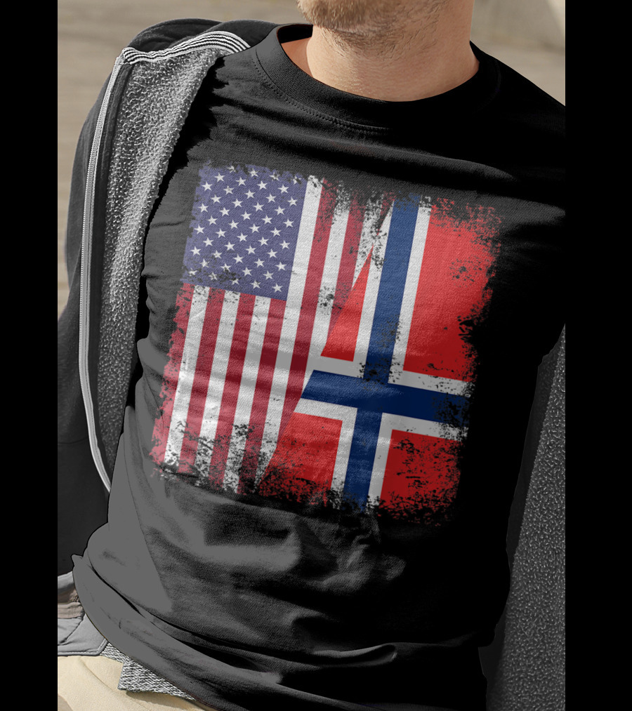 USA Norway Half Flag T-Shirt