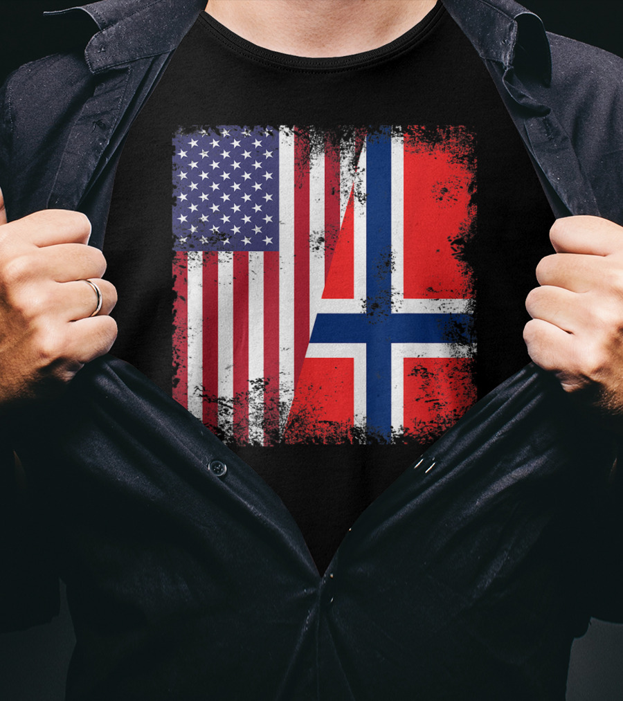 USA Norway Half Flag T-Shirt
