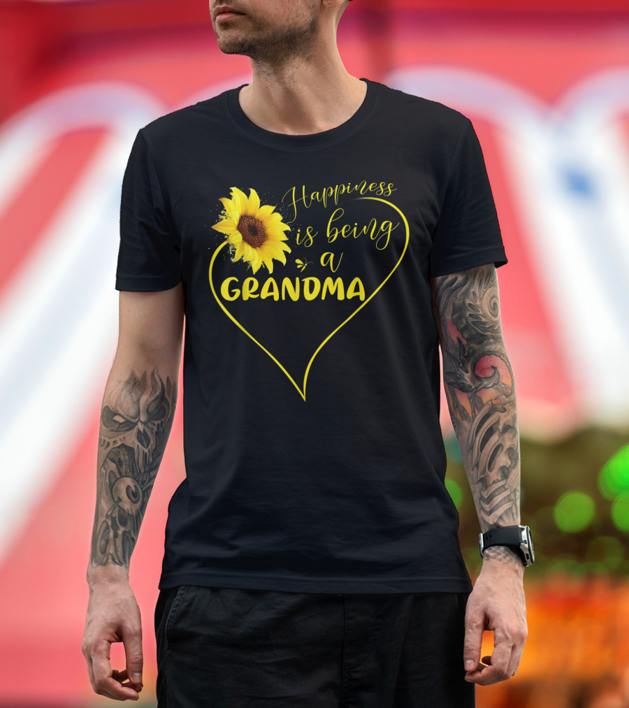 Happiness is Being a Grandma Sunflower Heart T-Shirt