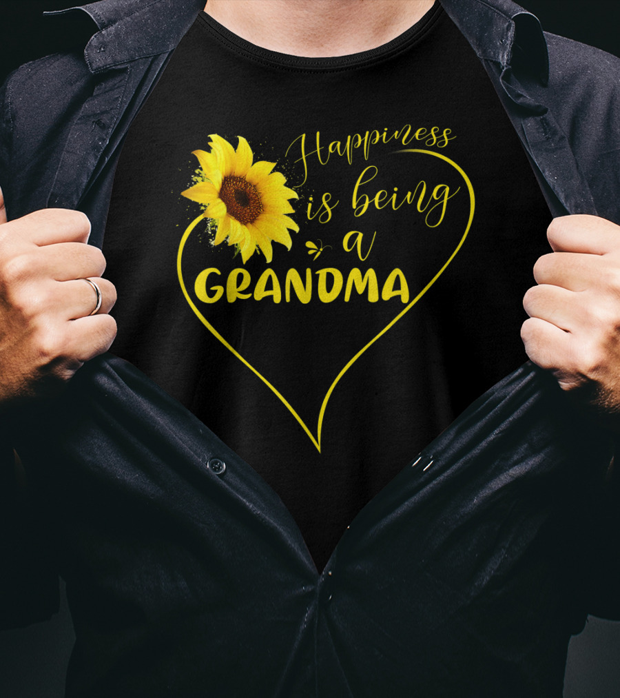 Happiness Is Being A Grandma Sunflower Heart T-Shirt