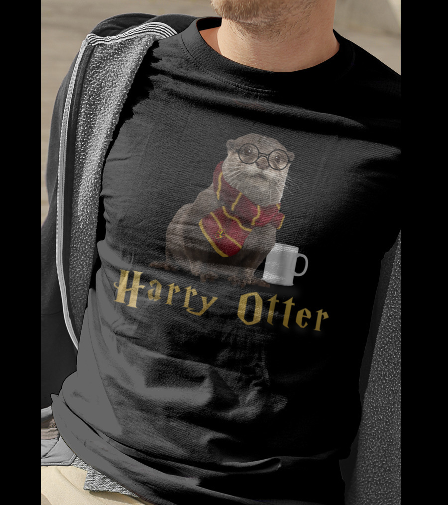 Harry Otter Magic Mug In Gryffindor Scarf T-Shirt