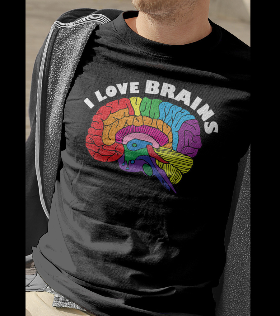 I Love Brains Neuroscience Neurologist Brain Lover Rainbow T-Shirt