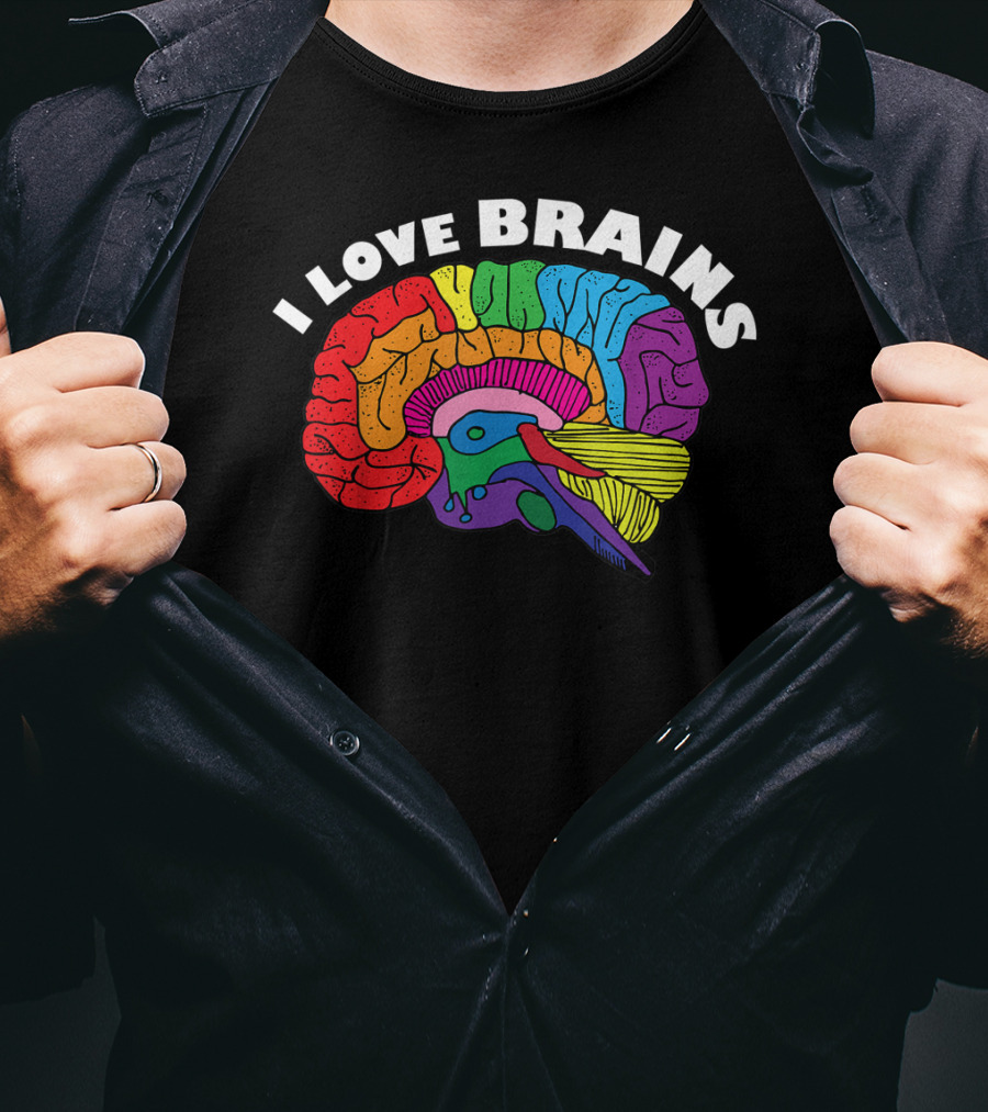 I Love Brains Neuroscience Neurologist Brain Lover Rainbow T-Shirt