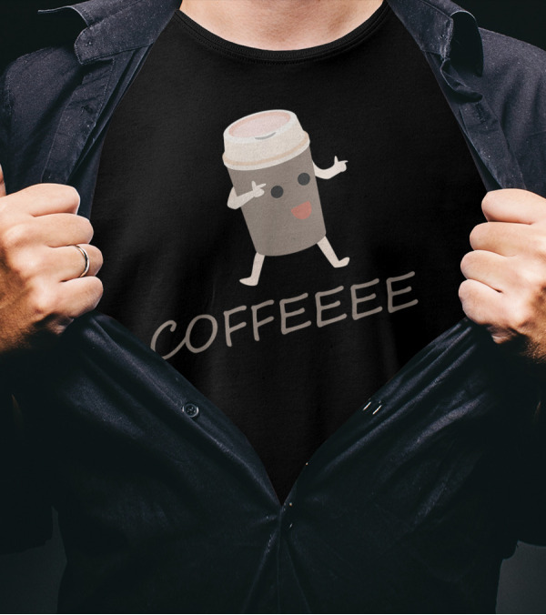 COFFEEEE Caffeine Addict I Love Coffee Bean T-Shirt