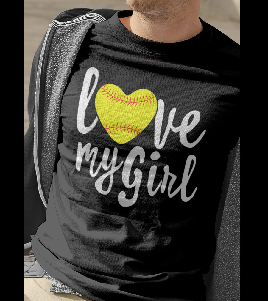 Love My Girl Softball Heart T-Shirt