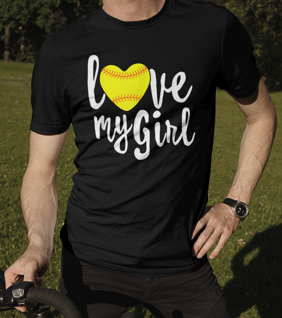 Love My Girl Softball Heart T-Shirt