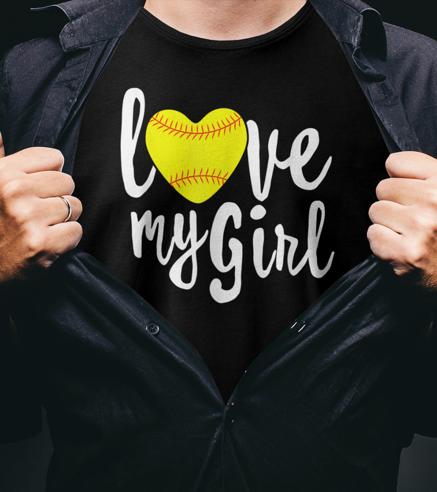 Love My Girl Softball Heart T-Shirt