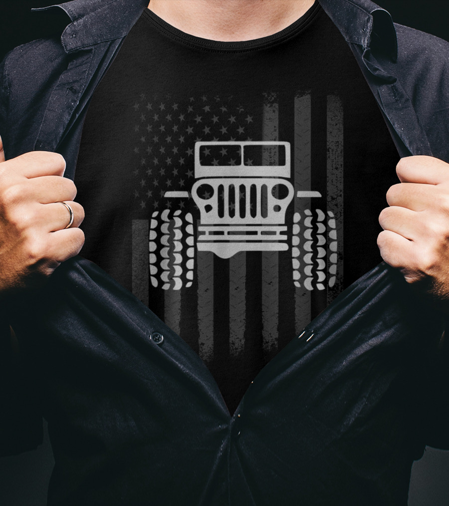Jeep Metal Flag American Road Adventure T-Shirt