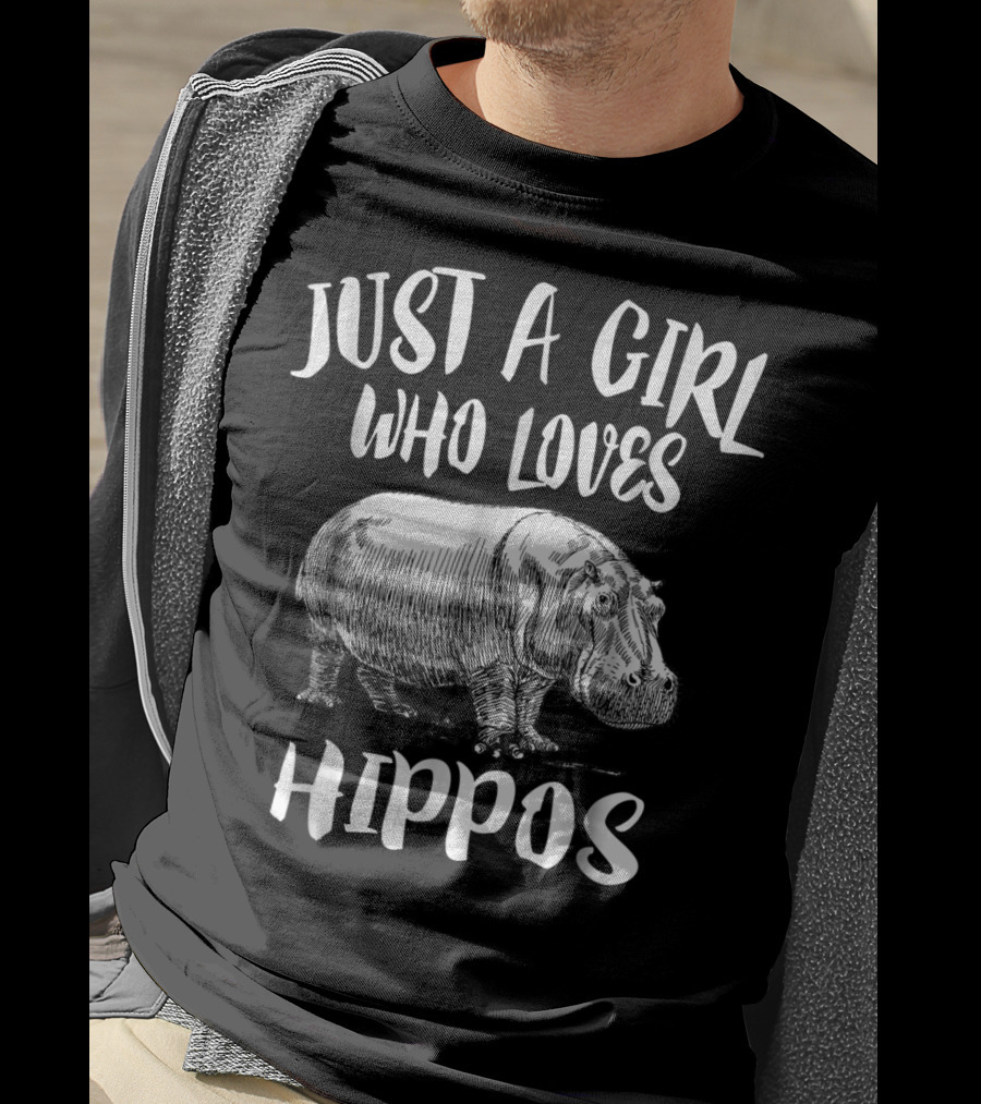 Just A Girl Who Loves Hippos Funny Animal T-Shirt