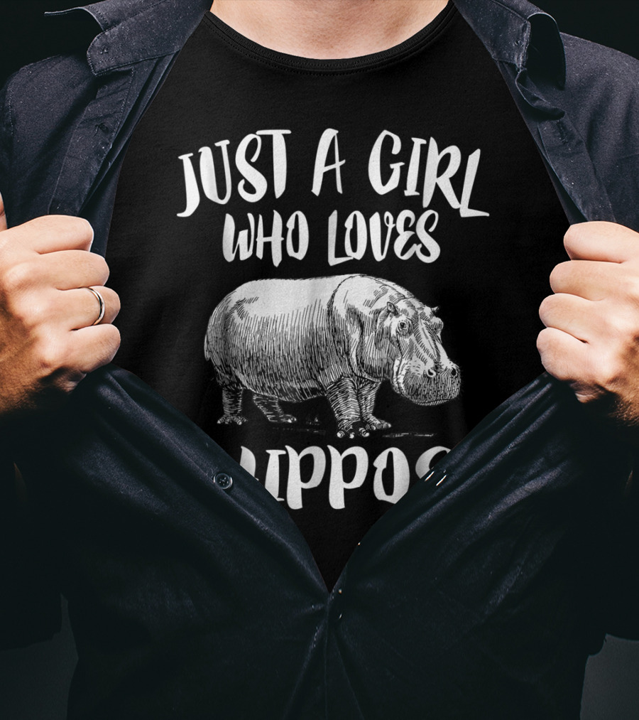Just A Girl Who Loves Hippos Funny Animal T-Shirt
