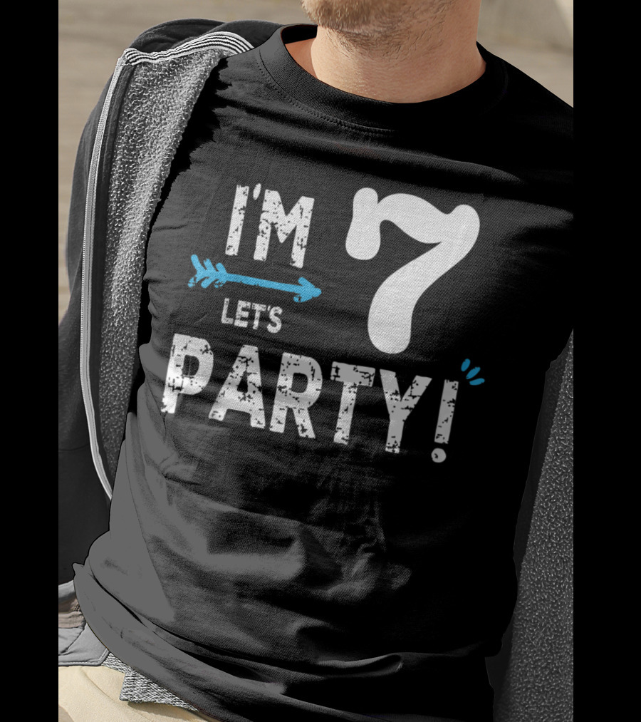 I'm 7 Let's Party Kids Birthday Boy 7th Birt T-Shirt