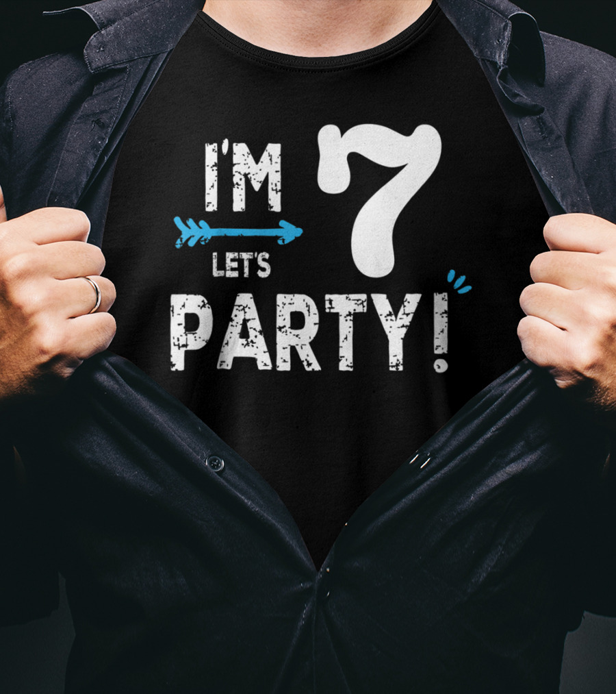 I'm 7 Let's Party Kids Birthday Boy 7th Birt T-Shirt
