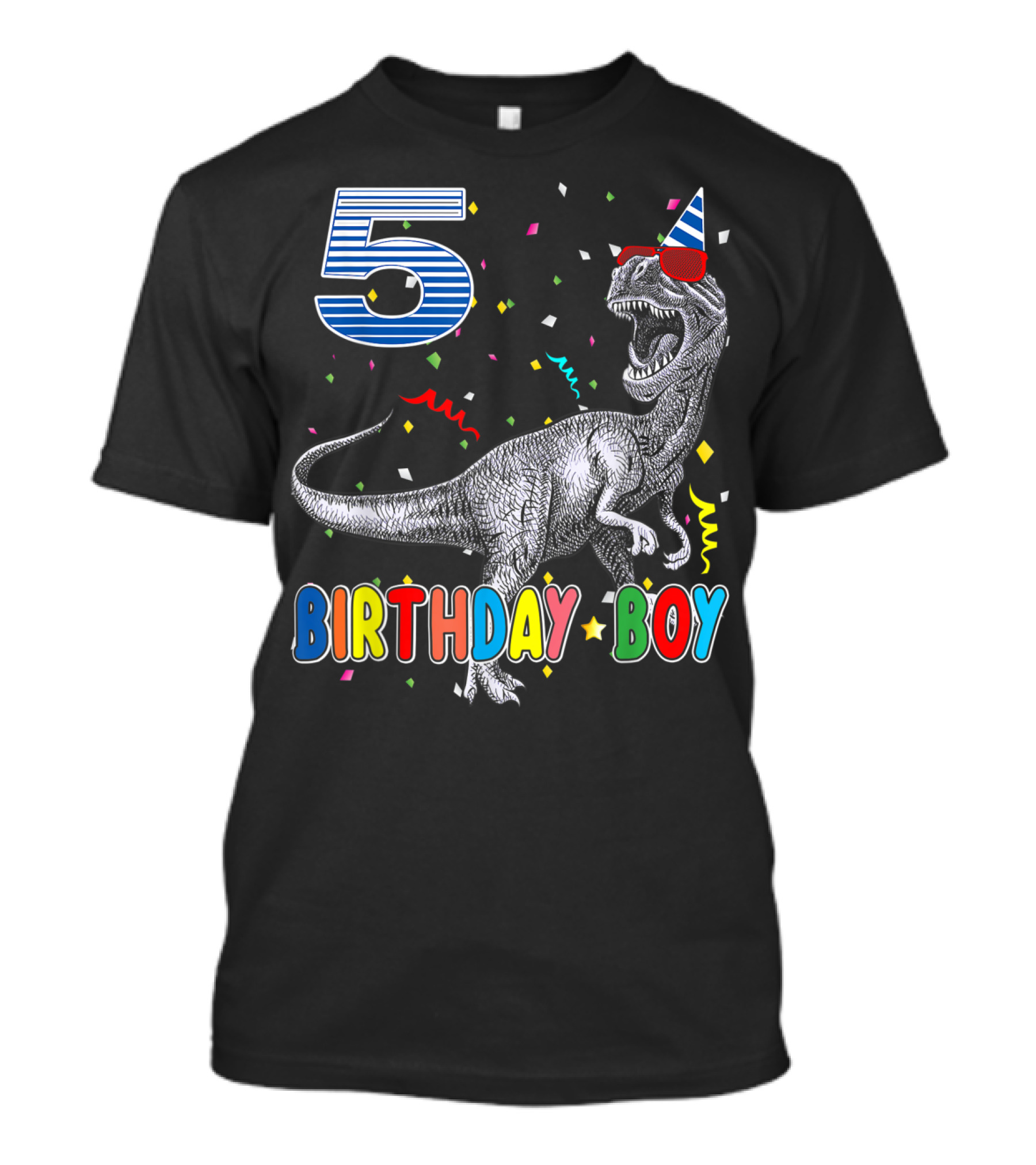 5 Birthday Boy Dinosaur Party Hat T-Shirt