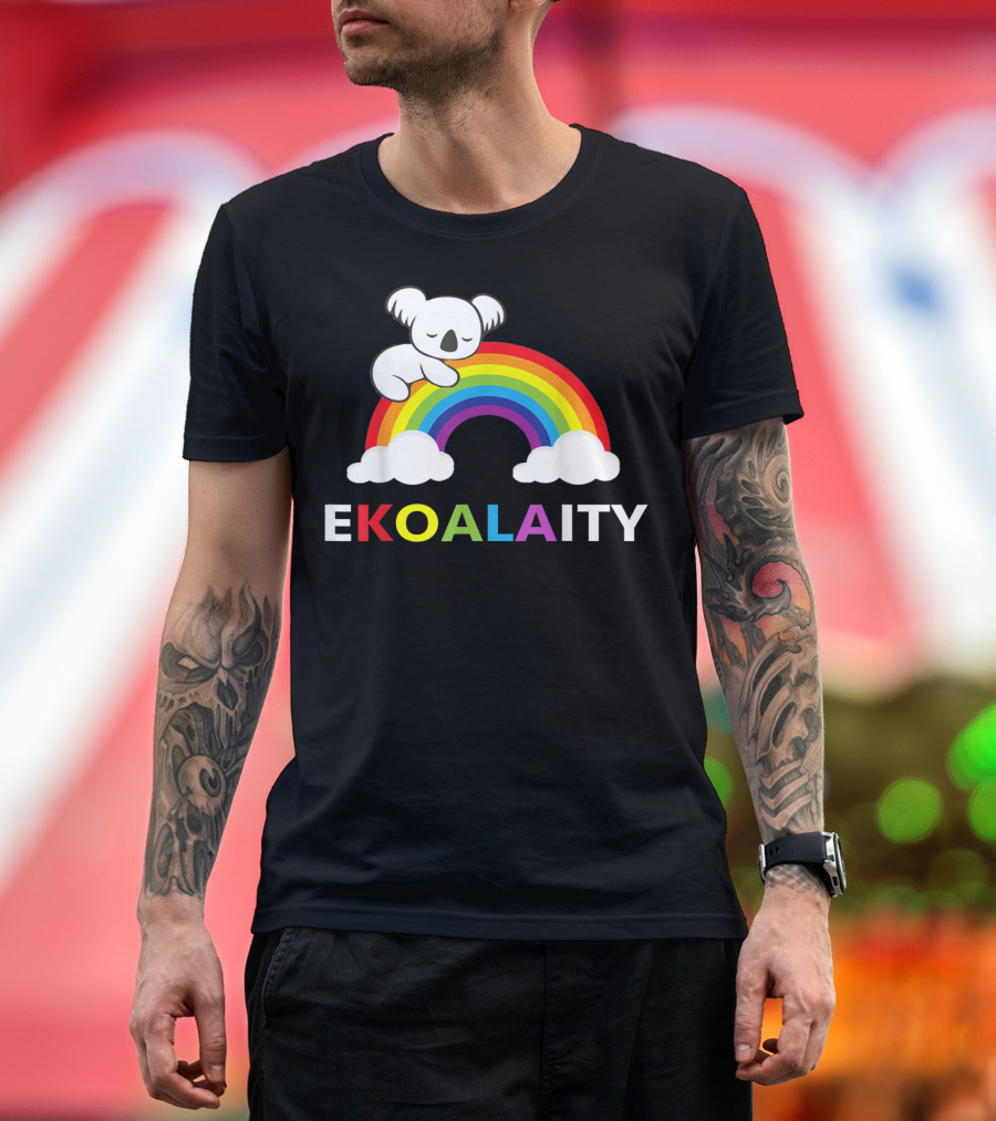 EKOALAITY Koala Rainbow Flag Gay Pride T-Shirt