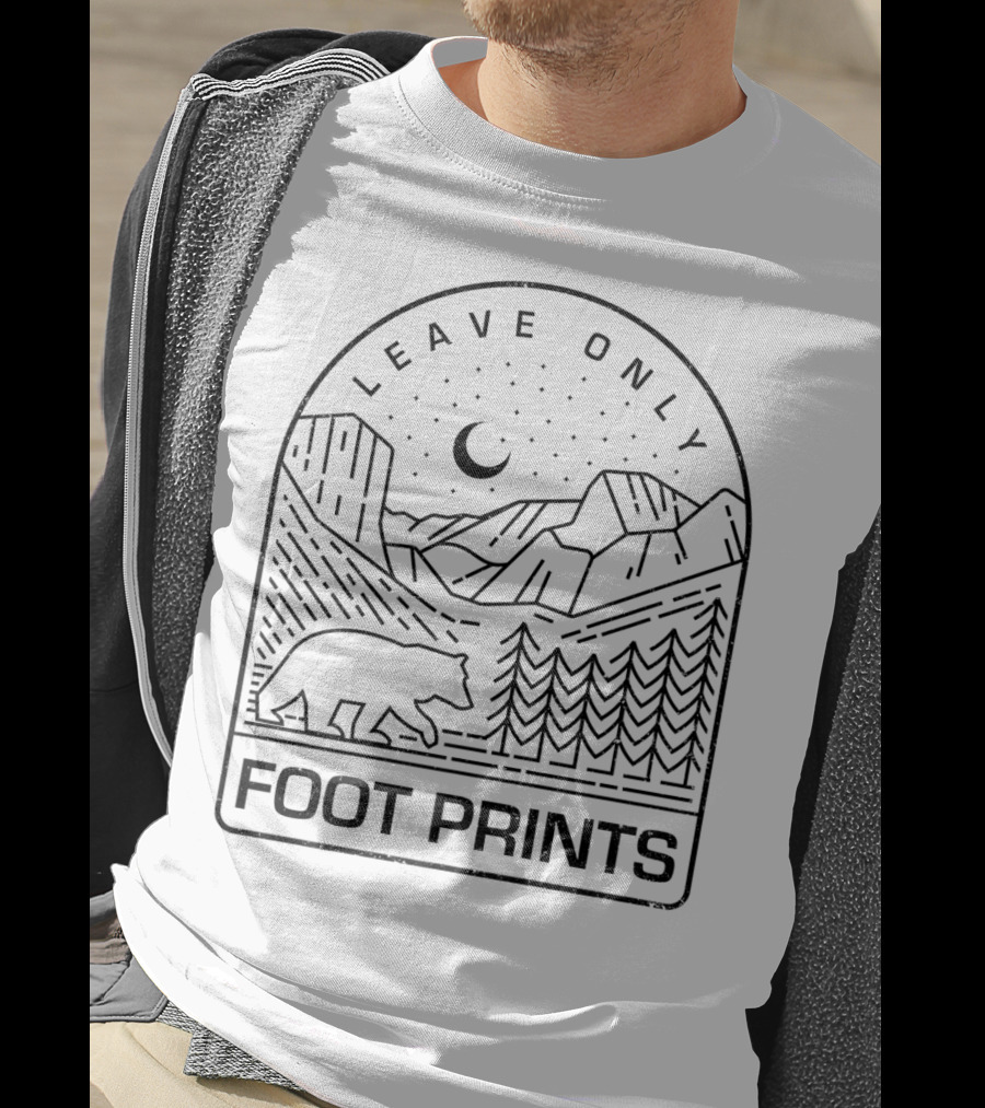 Leave Only Foot Prints Bear Mountain Night Sky Nature T-Shirt